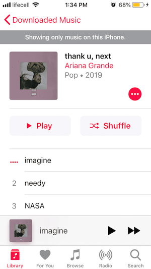 Ariana grande music on iPhone