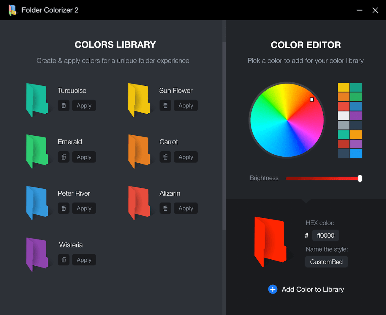 Folder coloring program for Windows PC