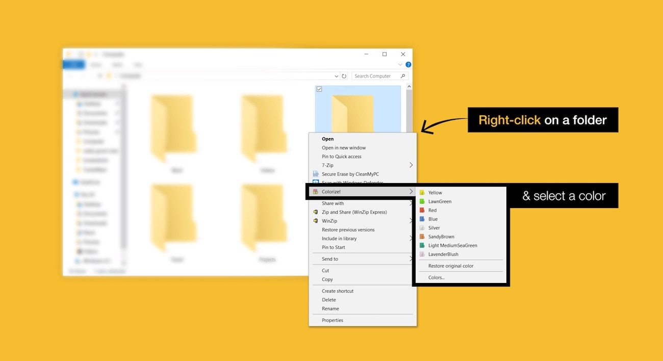 Change folder icon color in1 click