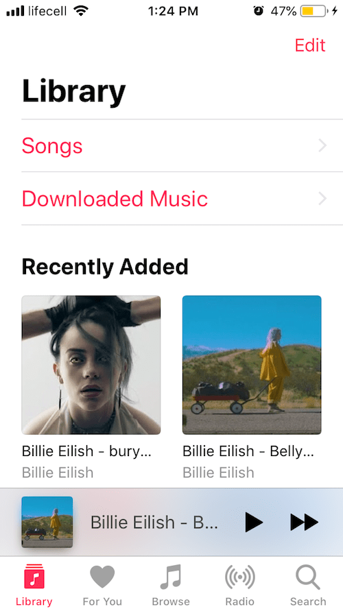 Music app en iPhone