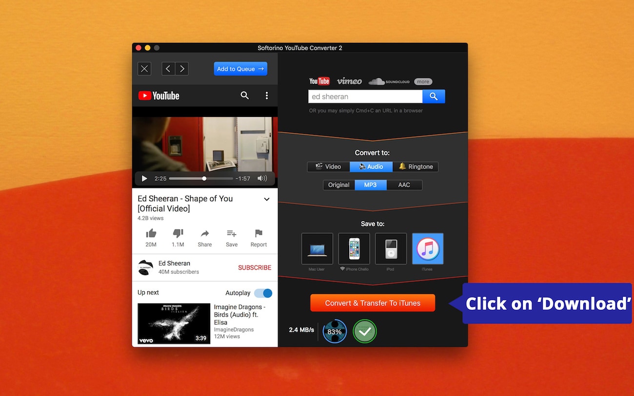 Convert YouTube videos easily with video downloader.
