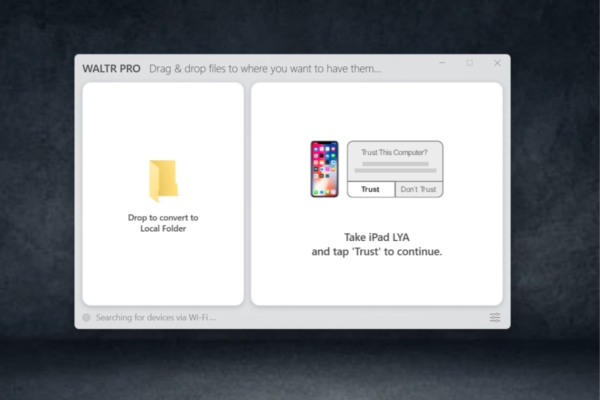 Launch Waltr Pro & Connect The Ipad To Pc